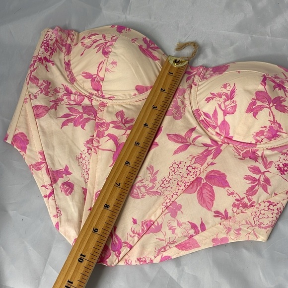 OLIVACEOUS Pauline Floral Boned Corset Top Pink Cream Push Up Padded Adjust S - Picture 14 of 15